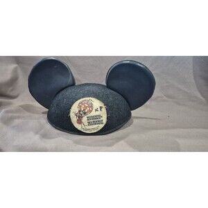 Vintage 1970's Disney Parade Mickey Mouse Ears Hat With Hot Air Balloon Patch